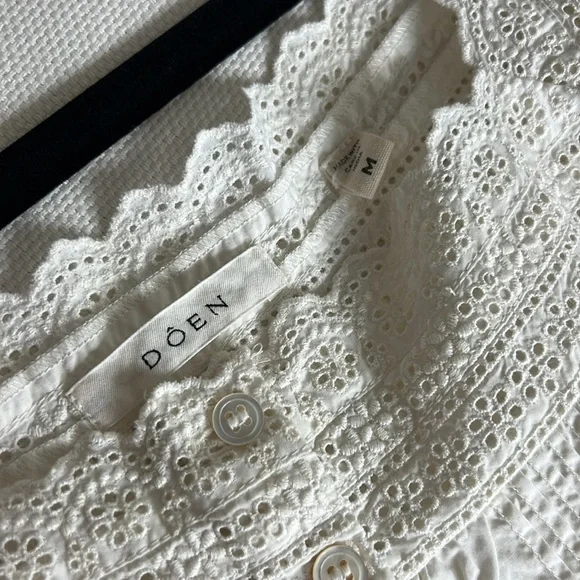 Doen White Puff Sleeve Blouse M - Picture 4 of 5
